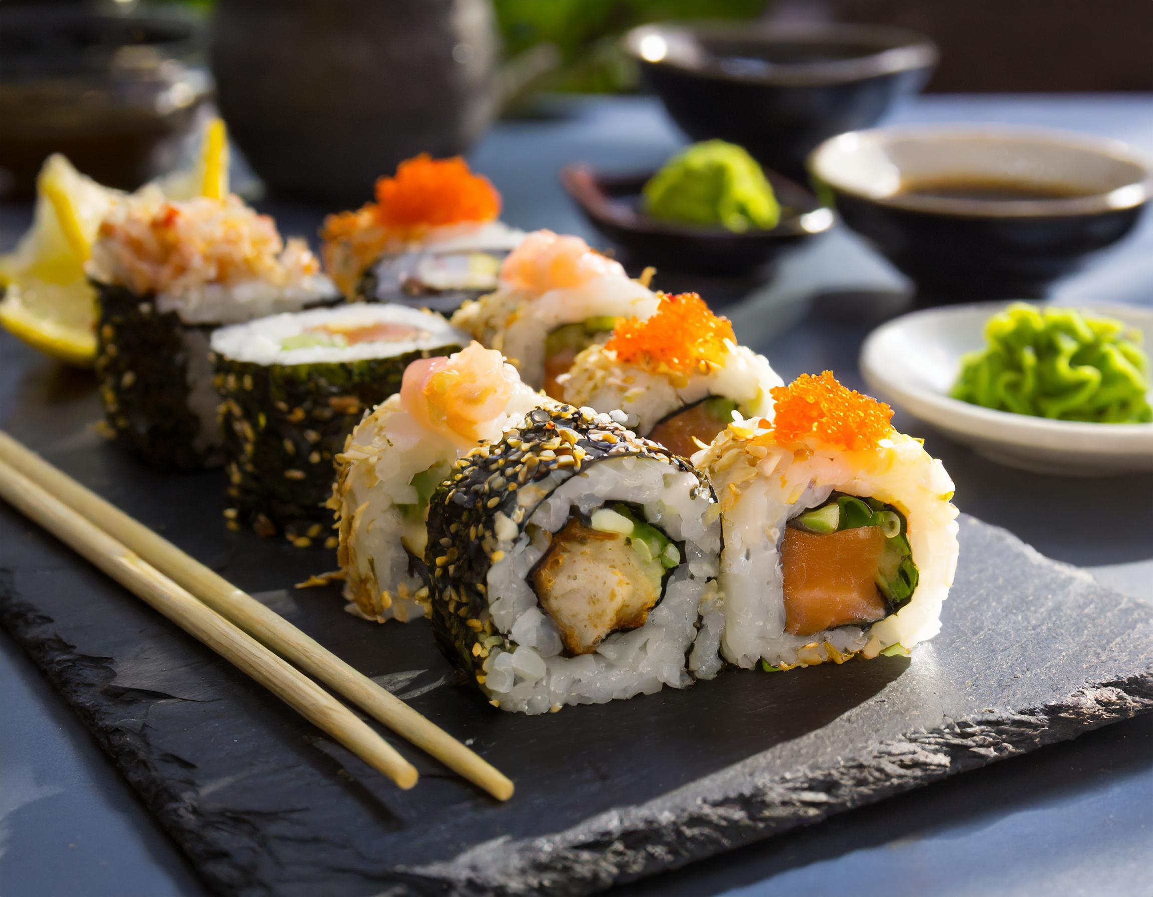 Frisches Sushi auf einem eleganten Teller