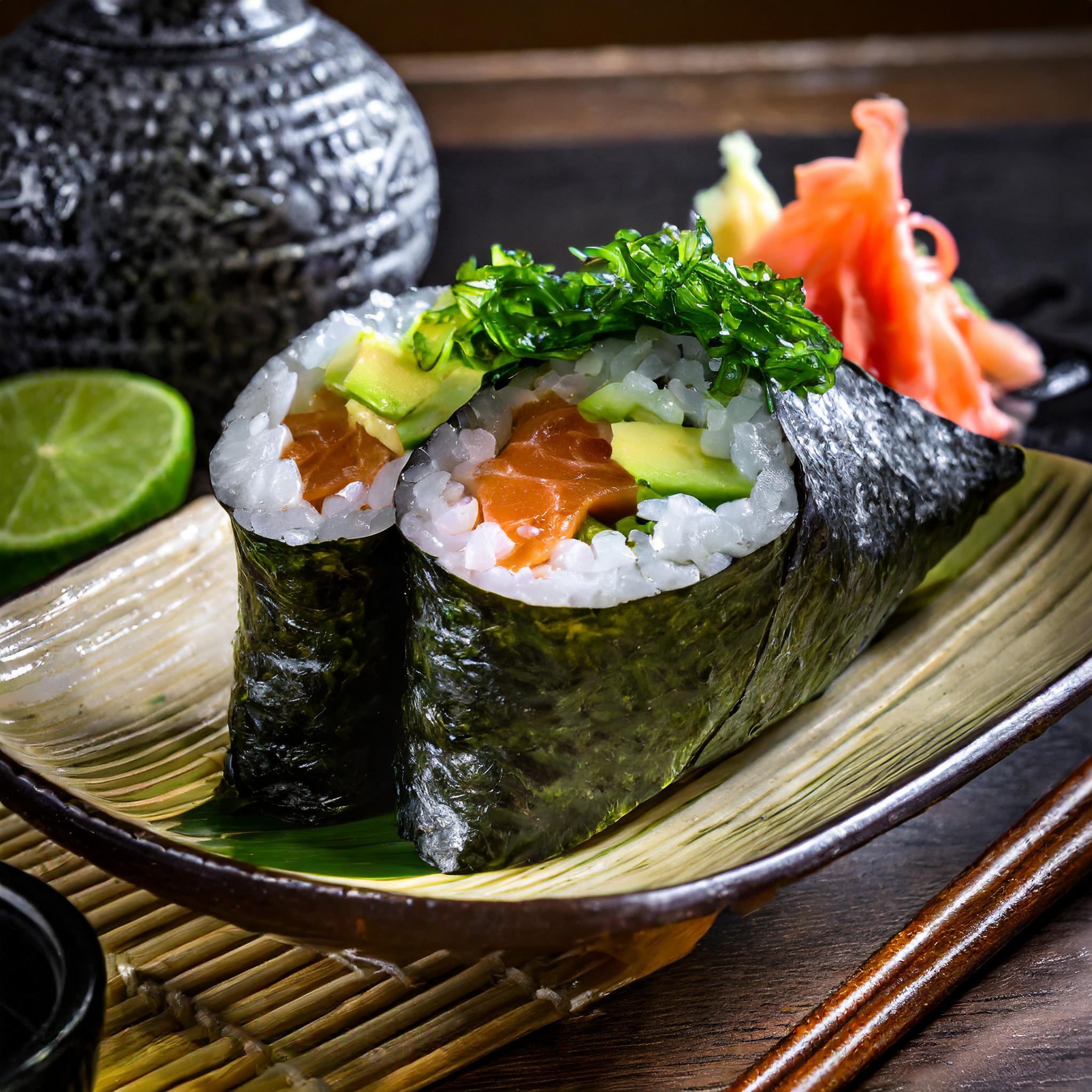 Eine moderne und stilvolle Darstellung der Sushi-Zubereitung in einem Restaurant.